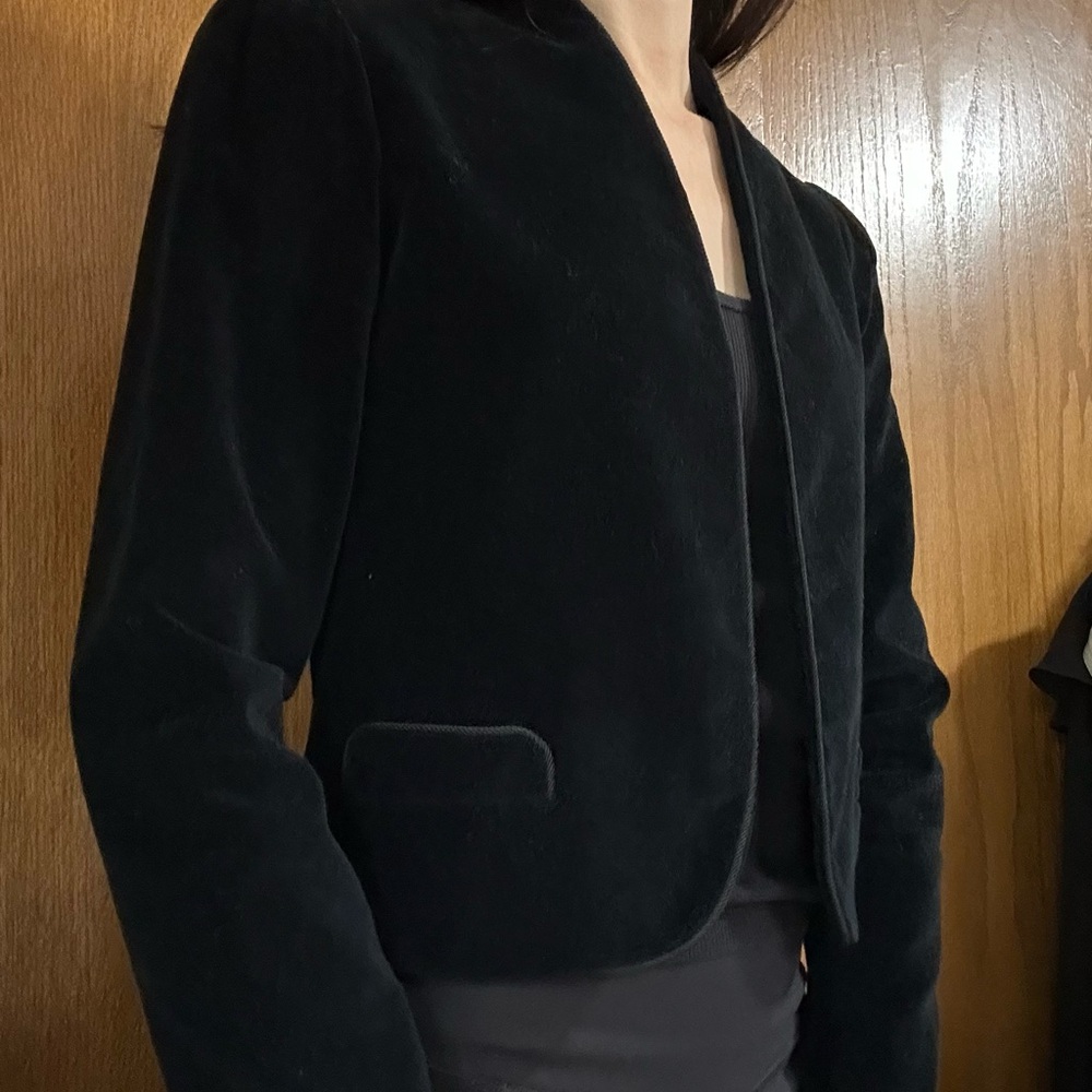 Vintage Velvet cropped Black Women's Jacket with rope trim details XS - Picture 2 of 12
